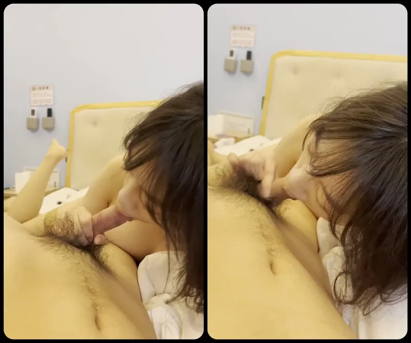 Bồ ngoan liếm láp chuối bự của anh